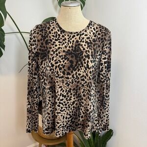 Complements by Cj Ladies Leopard Print Long Sleeve Top Size L